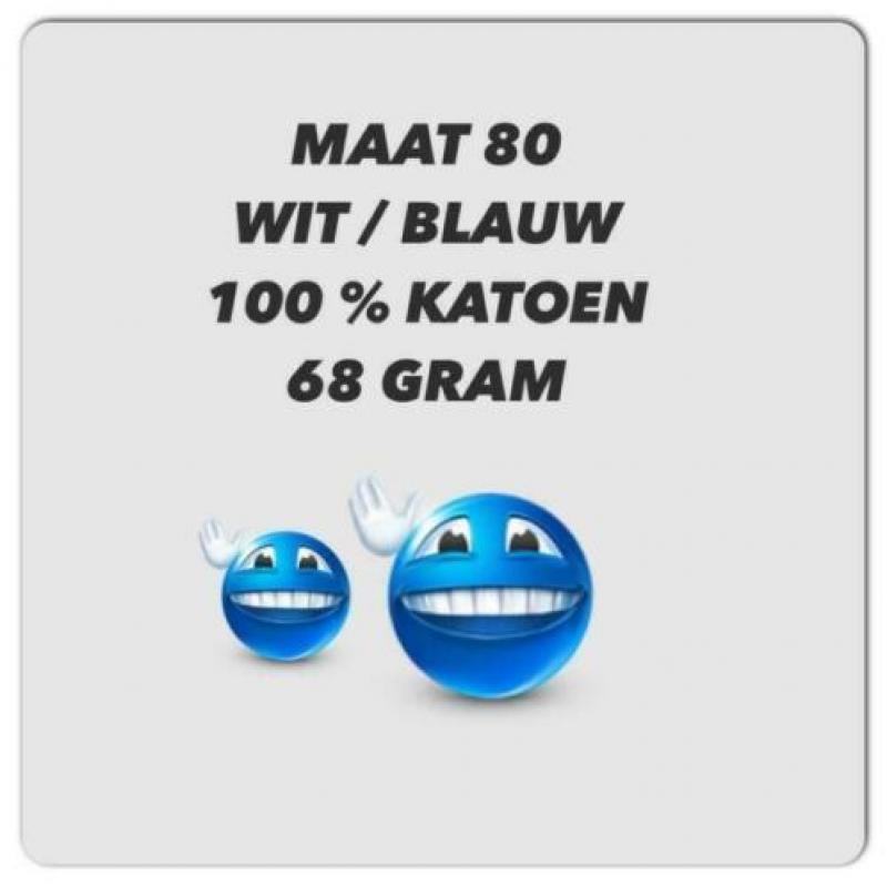 maat 80 - WIT / BLAUW KATOEN JURKJE