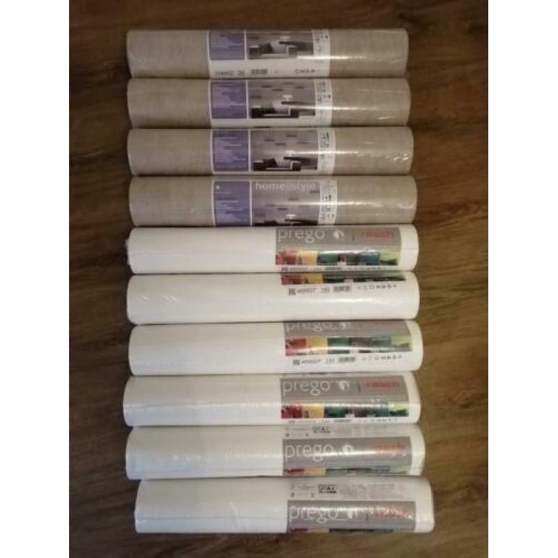 Behangrollen 6 wit en 4 beige