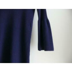 Massimo Dutti jurk gebreid wol viscose blauw maat XS 34 36