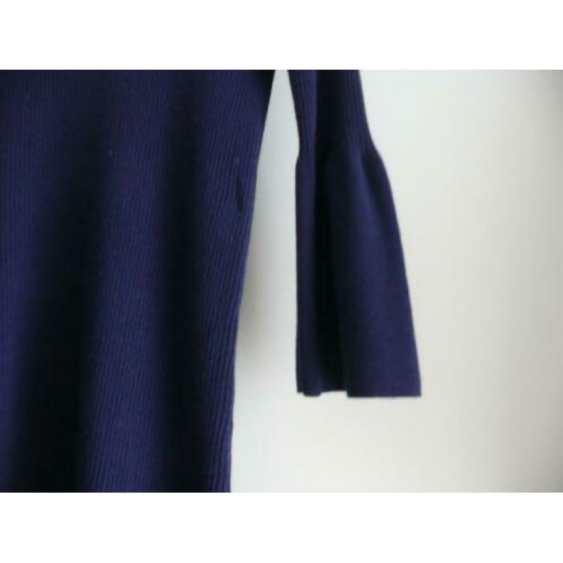 Massimo Dutti jurk gebreid wol viscose blauw maat XS 34 36