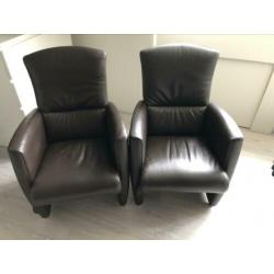 2 leren jori fauteuils met lendesteun (prijs voor 2 stoelen)