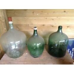 Grote oude buikfles/wijnfles/ gistfles