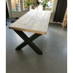 Industriële eettafel / salontafel / tv kast op maat