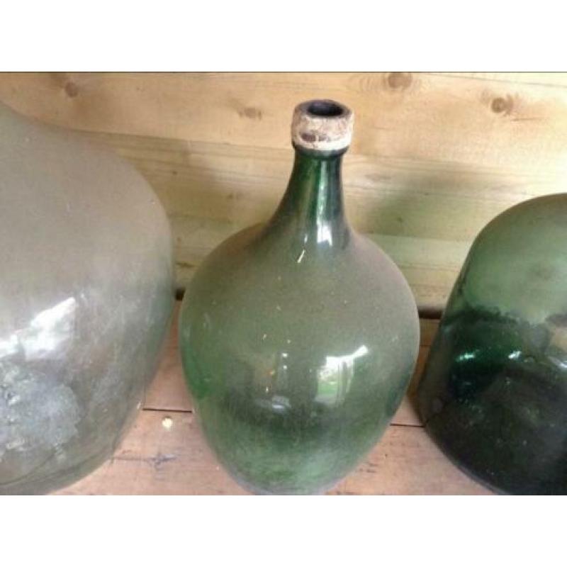 Grote oude buikfles/wijnfles/ gistfles