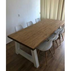 Industriële eettafel / salontafel / tv kast op maat
