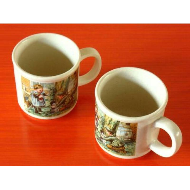 Set van 2 retro vintage Ot en Sien mokken van aardewerk