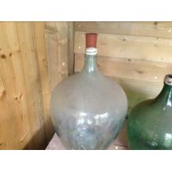 Grote oude buikfles/wijnfles/ gistfles