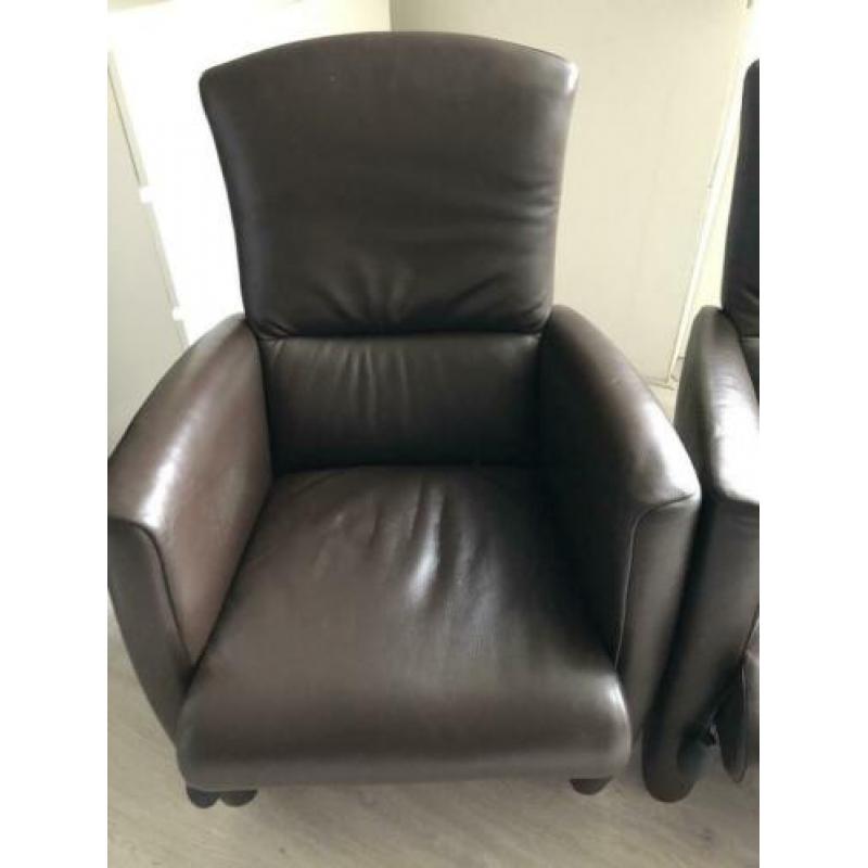 2 leren jori fauteuils met lendesteun (prijs voor 2 stoelen)