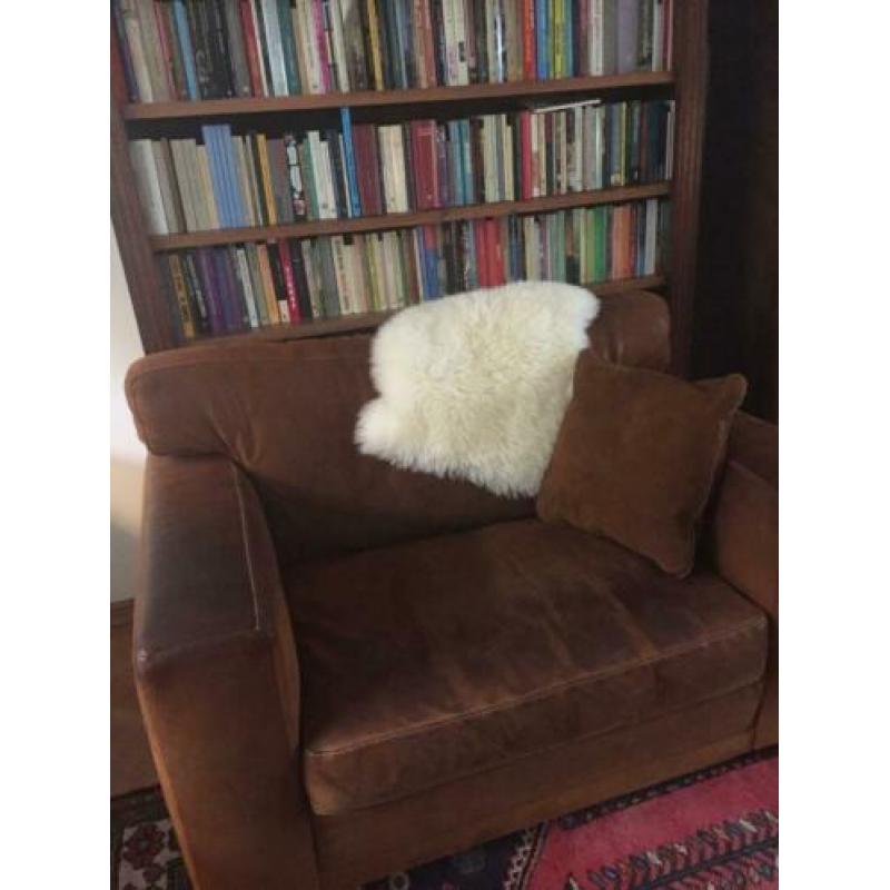 bruin leren loveseat 1,5 zits bank