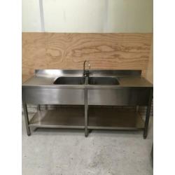 Horeca RVS spoeltafel Wastafel aanrecht keuken spoelbak