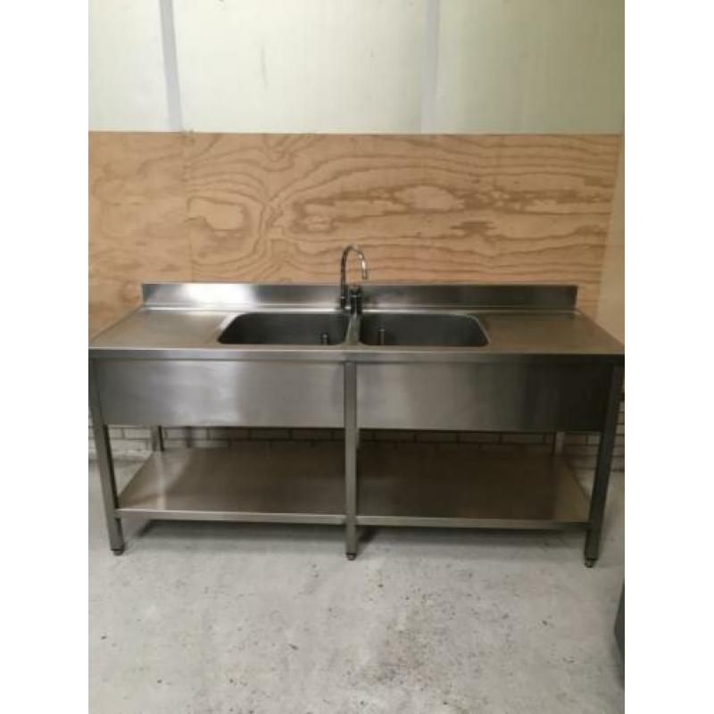 Horeca RVS spoeltafel Wastafel aanrecht keuken spoelbak