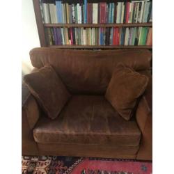 bruin leren loveseat 1,5 zits bank