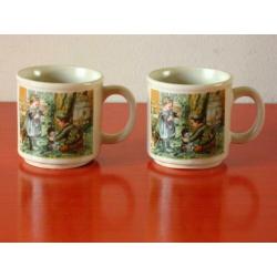 Set van 2 retro vintage Ot en Sien mokken van aardewerk
