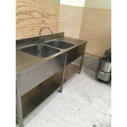 Horeca RVS spoeltafel Wastafel aanrecht keuken spoelbak
