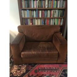 bruin leren loveseat 1,5 zits bank