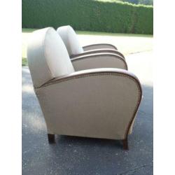 2 Art Deco zetel frames voor herstoffering. 1 al bijna klaar