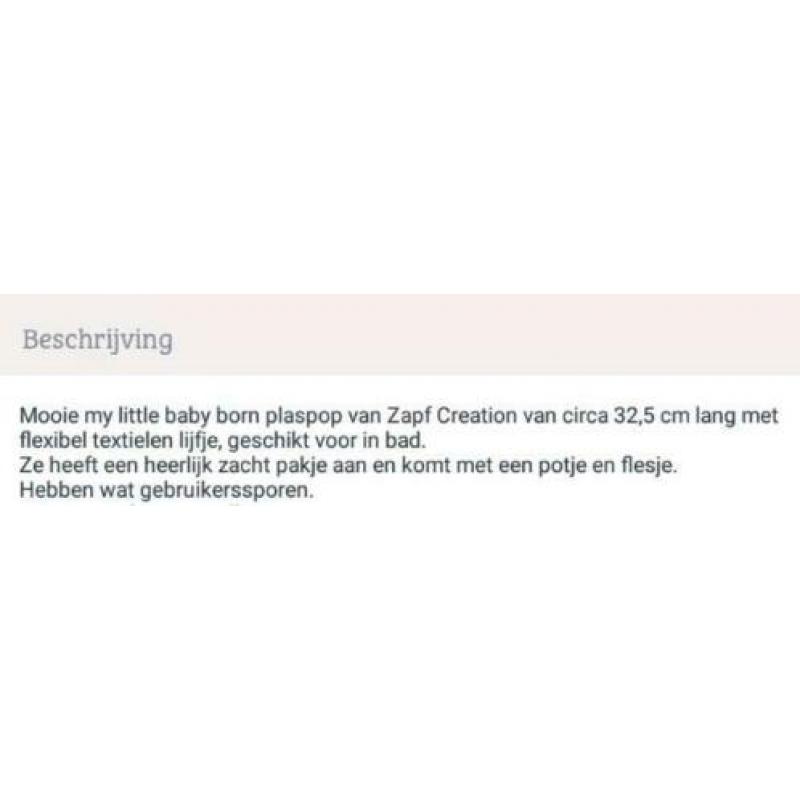 My Little Baby Born plaspop die in bad kan + potje en flesje