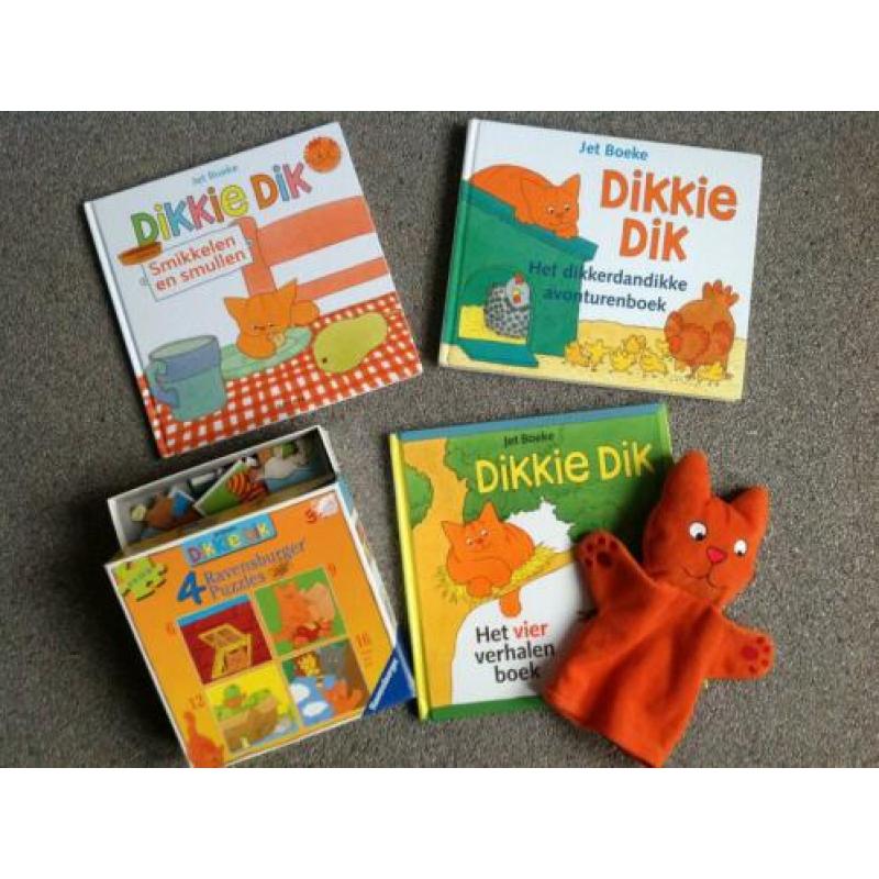 Dikkie Dik 3x boek handpop 4x puzzel pop poes peuter kleuter
