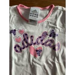 Adidas shirtje wit/ roze/ lila (maat 2-3jaar/ 98) NIEUW