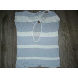 stijlvol lichtblauw streep shirt top open rug Yaya L 42 44