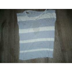 stijlvol lichtblauw streep shirt top open rug Yaya L 42 44