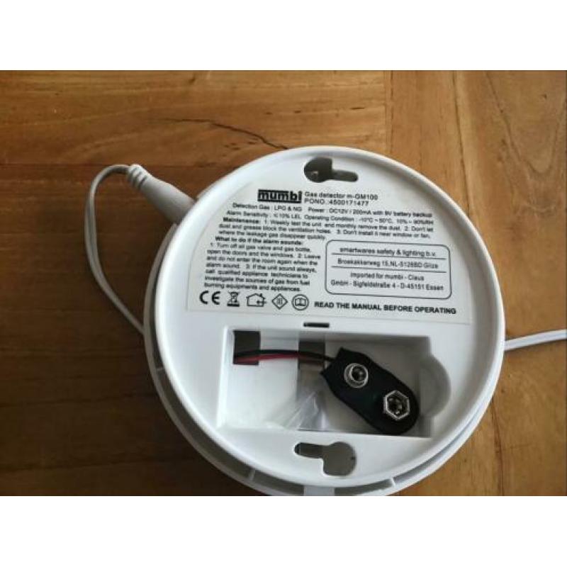 Mumbi gas detector, compleet met adapter.