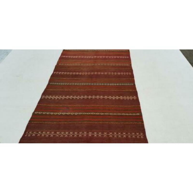 Vintage kelim kleed loper 385x115 cm vloerkleed tapijt kelim