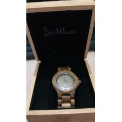 Burnwoods Muze Maple - Houten Horloge dames/heren (Nieuw)