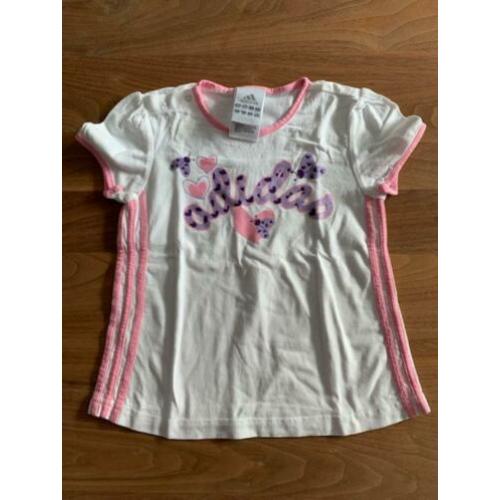 Adidas shirtje wit/ roze/ lila (maat 2-3jaar/ 98) NIEUW
