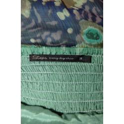 STEPS jurkje, viscose jurk, groen - blauw, Mt. 38