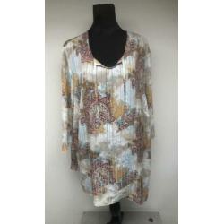 Superleuke beige/ blauwe tuniek ULLA POPKEN mt 52/54