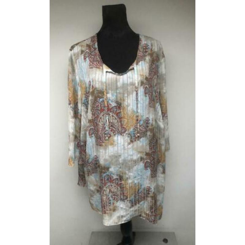 Superleuke beige/ blauwe tuniek ULLA POPKEN mt 52/54