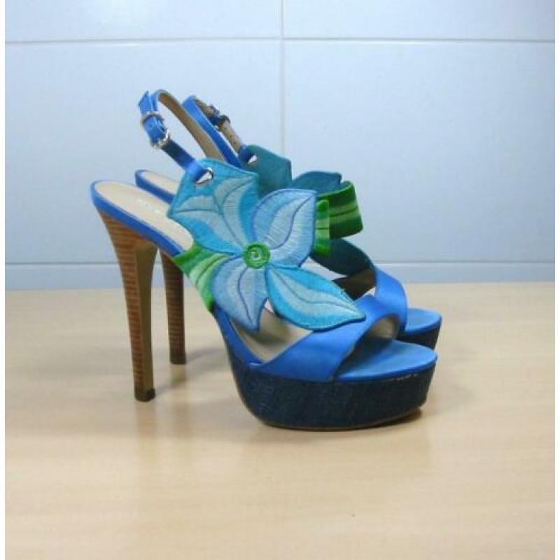Cecconello blauwe high heels hoge hakken sandalen 39 ZGAN