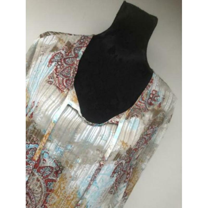 Superleuke beige/ blauwe tuniek ULLA POPKEN mt 52/54