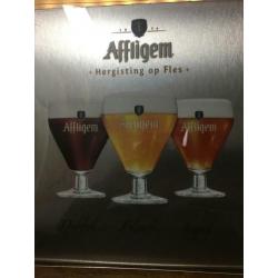 Reclame bord Affligem bier met verlichting. Stoer Mancave