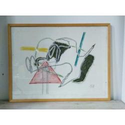 Tekening Hannes Postma ingelijst