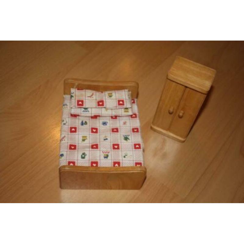 Blank eiken poppen slaapkamer poppenhuismeubels 1:12