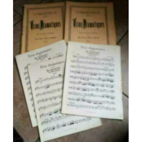 274. Antiek 1875 boek blad muziek Trio Drama Litolff Opera