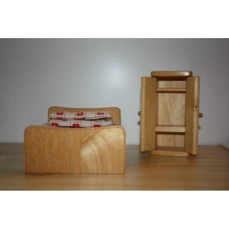 Blank eiken poppen slaapkamer poppenhuismeubels 1:12