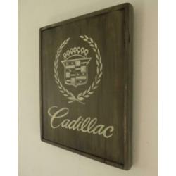 Vintage houten reclamebord/garage/Cadillac/oldtimer/mancave