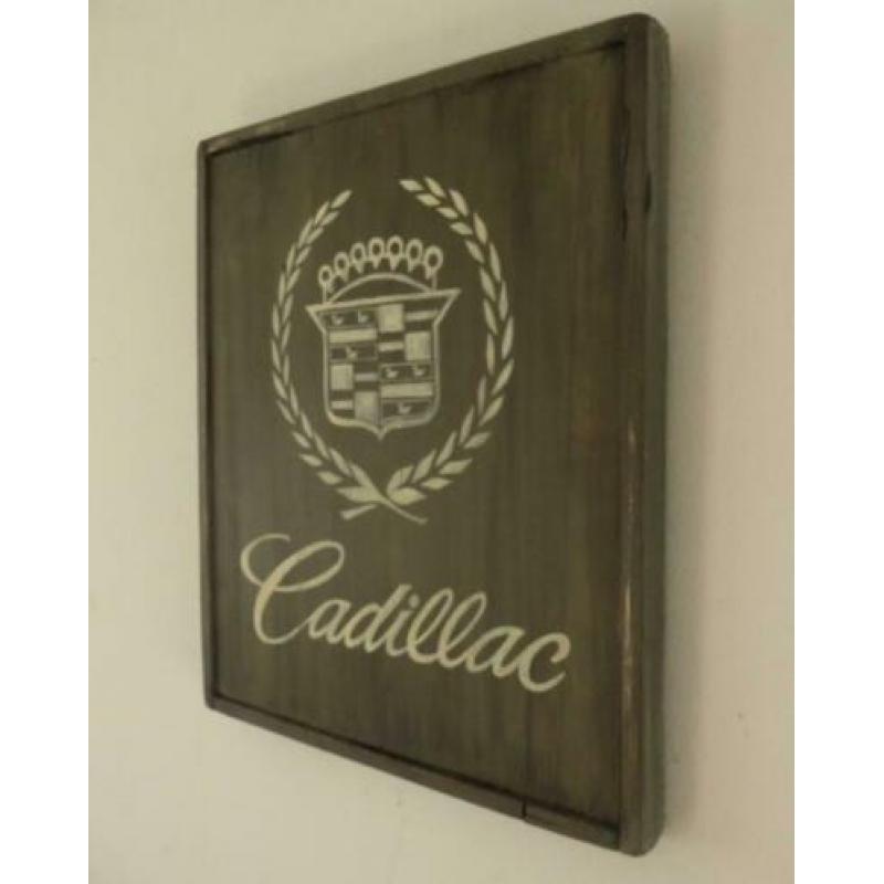 Vintage houten reclamebord/garage/Cadillac/oldtimer/mancave