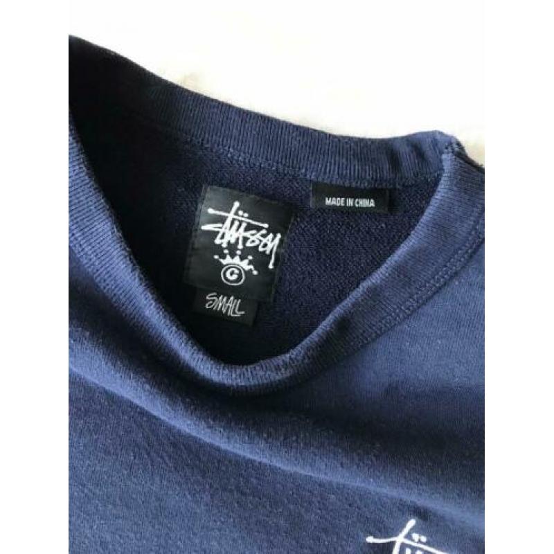 Stussy crewneck embroid logo navy maat S supreme patta