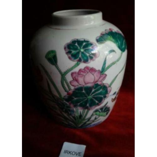 CHINEES * OUDE GROTE POT LOTUS DECOR * Porselein *