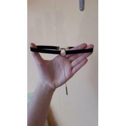 Choker met ring en kettinkje met staafje eraan - kpop style