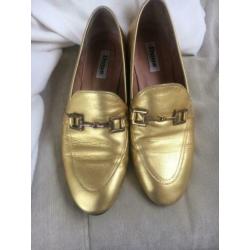 Dune loafers maat 39 goud leer