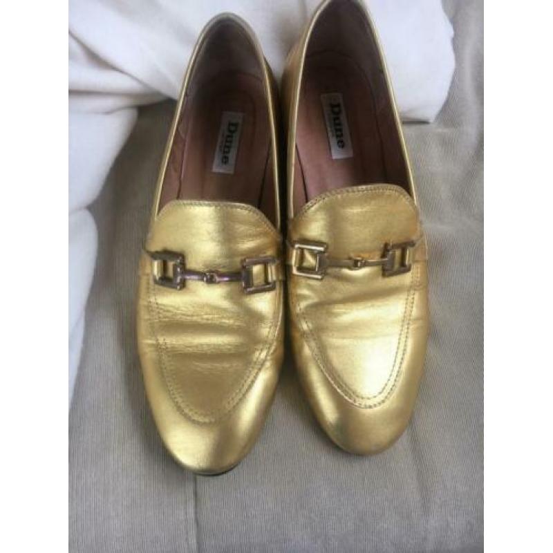Dune loafers maat 39 goud leer