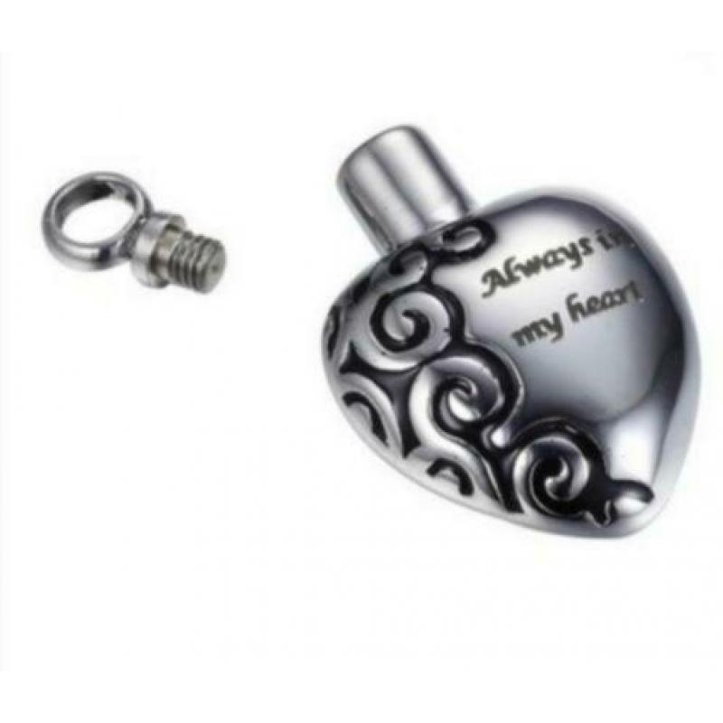 As hanger, As urn, As sieraad + tekst "Always in my heart"