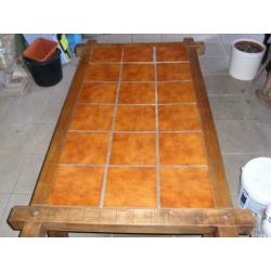 Eiken Salontafel Tafel met tegels rechthoekig in zware uitvo