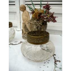 Antieke geslepen kristal Rozen bowl Bloemensteker.