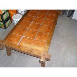 Eiken Salontafel Tafel met tegels rechthoekig in zware uitvo